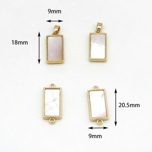 PS9763-4 Pendant DIY accessory for copper plated 18K real gold white clam shell geometric necklace or bracelet（2PCS）