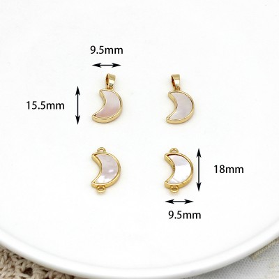 PS9763-6 Pendant DIY accessory for copper plated 18K real gold white clam shell geometric necklace or bracelet（2PCS）