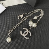 PB9871 Platinum plated pearl inlaid CC pendant bracelet