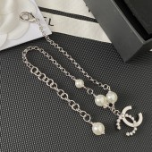 PB9871 Platinum plated pearl inlaid CC pendant bracelet