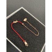 PB9874 Gold plated diamond studded puppy pendant, lucky red rope bracelet