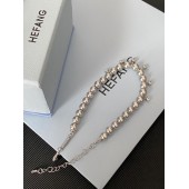 PB9878 Platinum Plated Diamond Set Pearl Bracelet