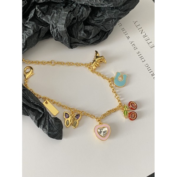 PB9973 Colorful cartoon shaped pendant gold-plated bracelet