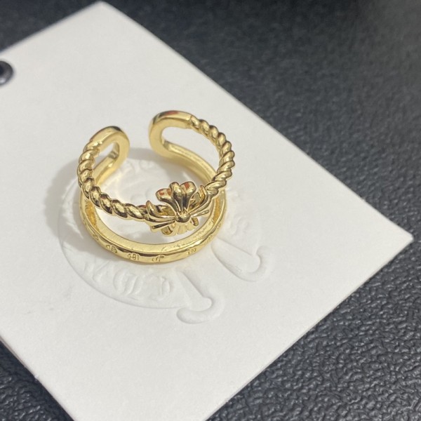 PR9983 Gold plated double ring with an open mouth ring