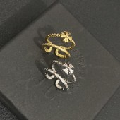 PR9983 Gold plated double ring with an open mouth ring