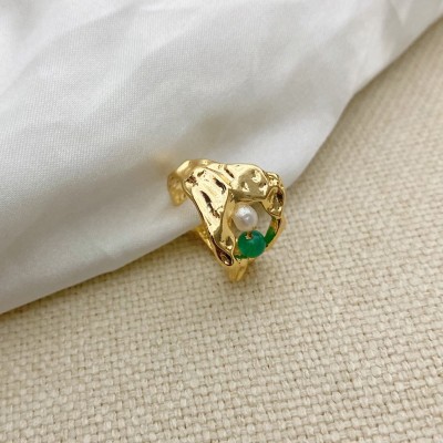 PR9990 14K gold plated irregular pearl ring