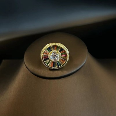 RS9883 Full set zircon rainbow opening ring