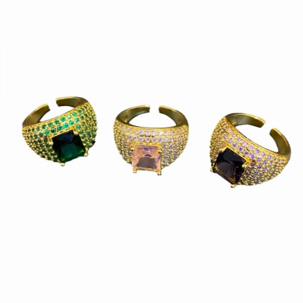 RS9885 Vintage style open ring with full diamond inlay and artistic style RS9885 Vintage style open ring with full diamond inlay and artistic style