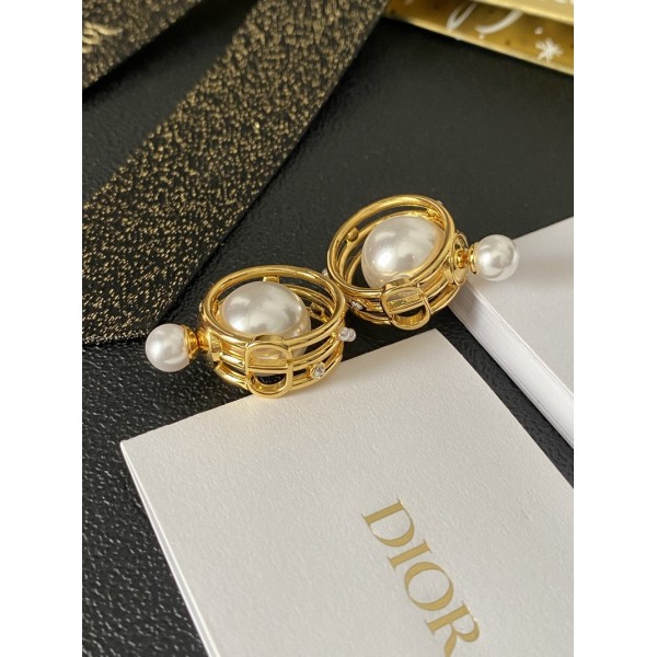 VE9872 Dior gold-plated pearl earrings