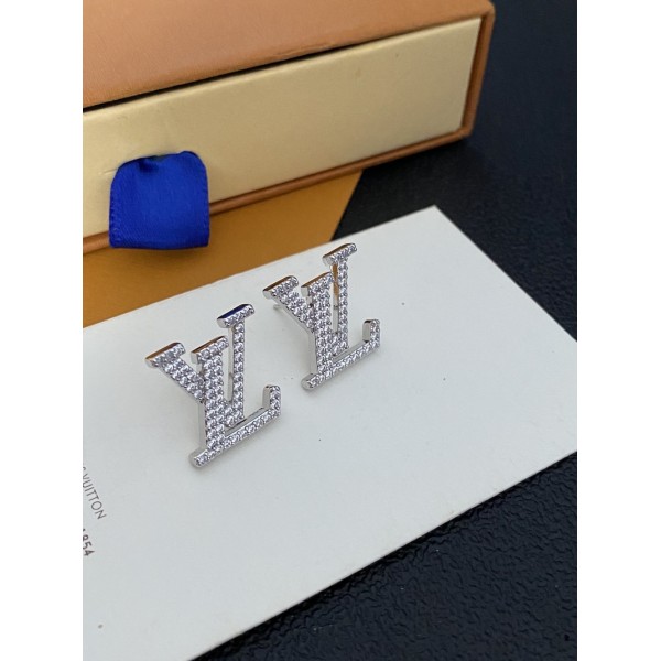 VE9873 Inlaid jewelry LV plated white gold earrings