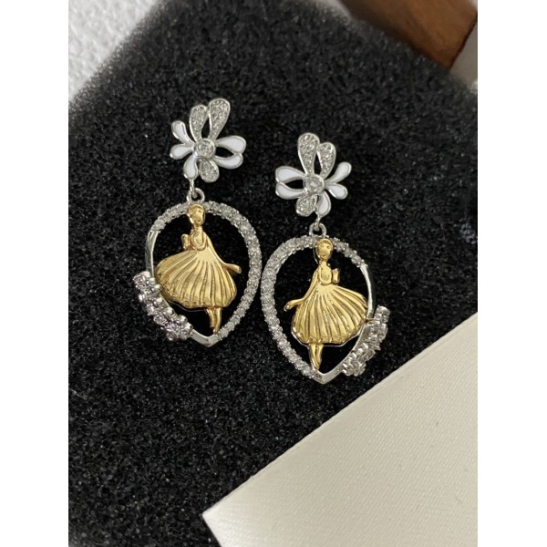 VE9886 Gilded inlaid zircon elegant dancer earrings