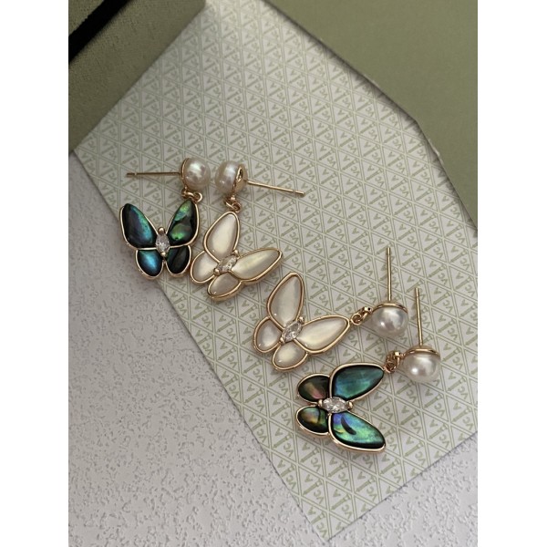 VE9888 Natural Genuine Mother of Pearl Gold Earrings