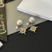 VE9898 Gold Plated Radiant Pendant Pearl Dior Earrings