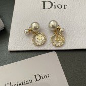 VE9931  Pearl zircon brass gold-plated Dior earrings