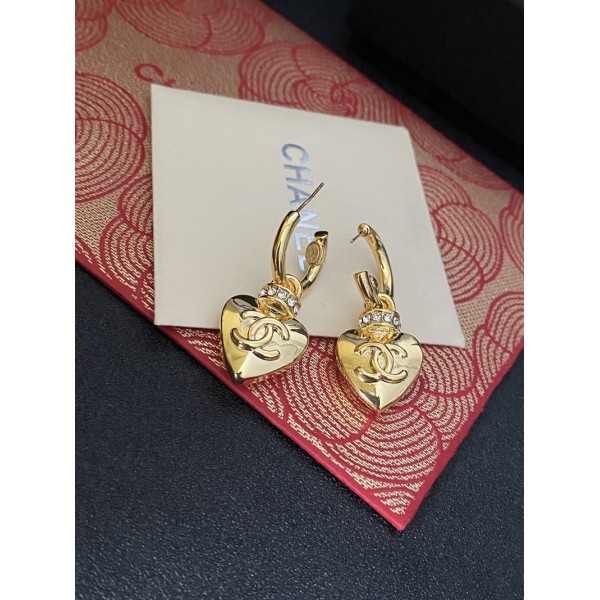 VE9936 Heart shaped jewelry brass genuine gold electroplated earrings