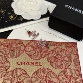 VE9979 Chanel Pink Rhinestone Earrings