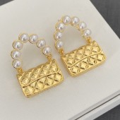 VE9994 24K genuine gold electroplated Chanel bag shaped earrings