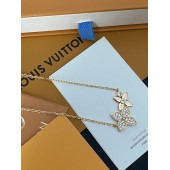 VN9955 White gold-plated lucky double clover pendant necklace