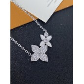 VN9955 White gold-plated lucky double clover pendant necklace