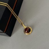 VN9965 Gold plated gemstone pendant necklace