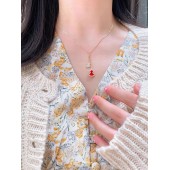 VN9989 Ruby inlaid gold-plated necklace