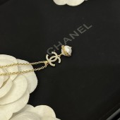 VN9994 Gold plated pearl pendant set with diamonds Chanel necklace