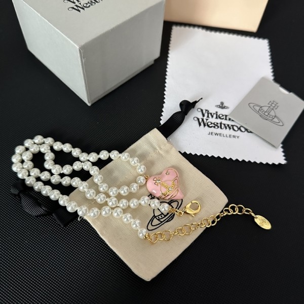 VN9998 Pearl vivienne westwood necklace heart-shaped pendant necklace