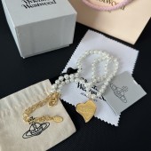 VN9998 Pearl vivienne westwood necklace heart-shaped pendant necklace