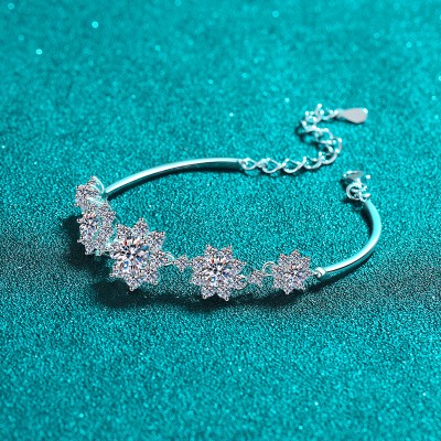 BS9919-1  S925 Sterling Silver Snowflake Bracelet with 7A Zircon