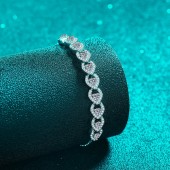 BS9920 1 Carat Moissanite Sterling s925 Silver Bracelet Plated with PT950 Gold BS9920 1 Carat Moissanite Sterling s925 Silver Bracelet Plated with PT950 Gold