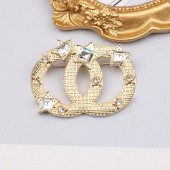 XZF9868  CC Luxury women's and men's geometric designer electroplated gold and silver inlaid pearl alloy brooch