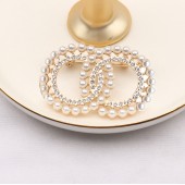 XZF9869 CC Luxurious geometric design brooch, alloy brooch inlaid with rhinestones and pearls