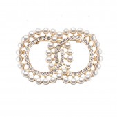 XZF9869 CC Luxurious geometric design brooch, alloy brooch inlaid with rhinestones and pearls