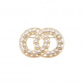 XZF9871 CC Luxury women's and men's geometric designer electroplated gold and silver inlaid pearl alloy brooch