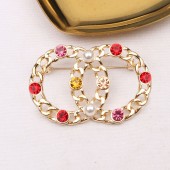 XZF9872 CC Luxury geometric design brooch, alloy brooch inlaid with colorful rhinestones and pearls