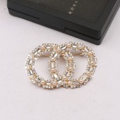 XZF9873 CC Luxurious geometric design brooch, alloy brooch inlaid with rhinestones and pearls