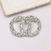 XZF9873 CC Luxurious geometric design brooch, alloy brooch inlaid with rhinestones and pearls