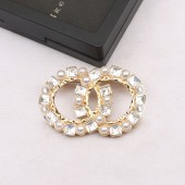 XZF9874 CC Luxurious geometric design brooch, alloy brooch inlaid with rhinestones and pearls