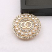 XZF9875 CC Luxurious geometric design brooch, alloy brooch inlaid with rhinestones and pearls