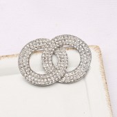 XZF9879 CC Luxury women's and men's geometric designer electroplated gold and silver inlaid rhinestone alloy brooch