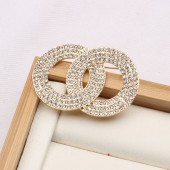 XZF9879 CC Luxury women's and men's geometric designer electroplated gold and silver inlaid rhinestone alloy brooch