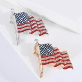 XZ71139785837030 Enamel rhinestone American flag brooch