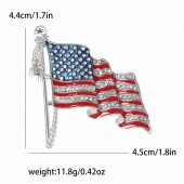 XZ71139785837030 Enamel rhinestone American flag brooch