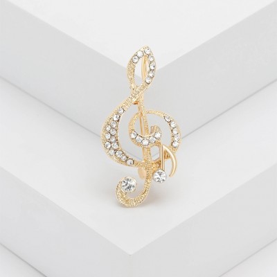 XZ72112186355733 Rhinestone musical note brooch