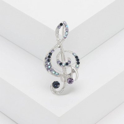XZ72112186355733 Rhinestone musical note brooch