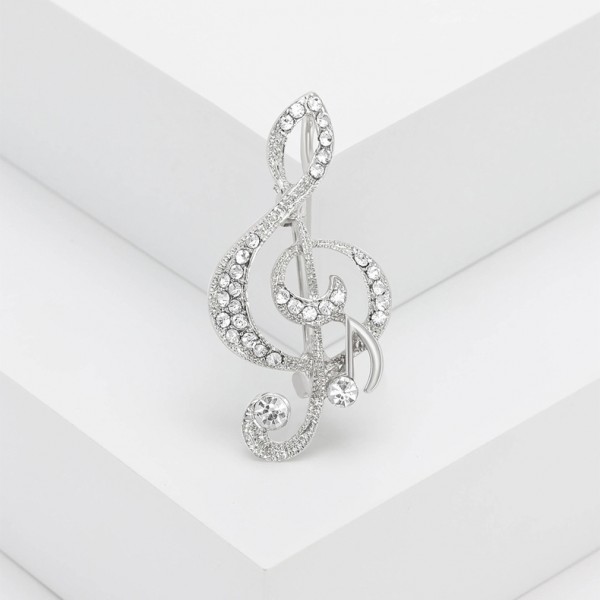 XZ72112186355733 Rhinestone musical note brooch