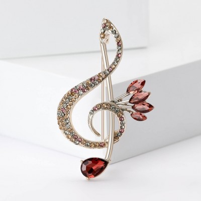 XZ70133172850688 Personalized musical note brooch inlaid with rhinestones
