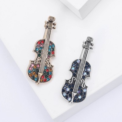 XZ72113448146960 Rhinestone violin shaped brooch