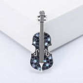 XZ72113448146960 Rhinestone violin shaped brooch