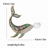XZ80147698363217 European and American high-end fashion alloy pearl shell whale shaped brooch, personalized and cute men's and women's clothing chest flower jewelry brooch XZ80147698363217 European and American high-end fashion alloy pearl shell whale shaped brooch, personalized and cute men's and women's clothing chest flower jewelry brooch